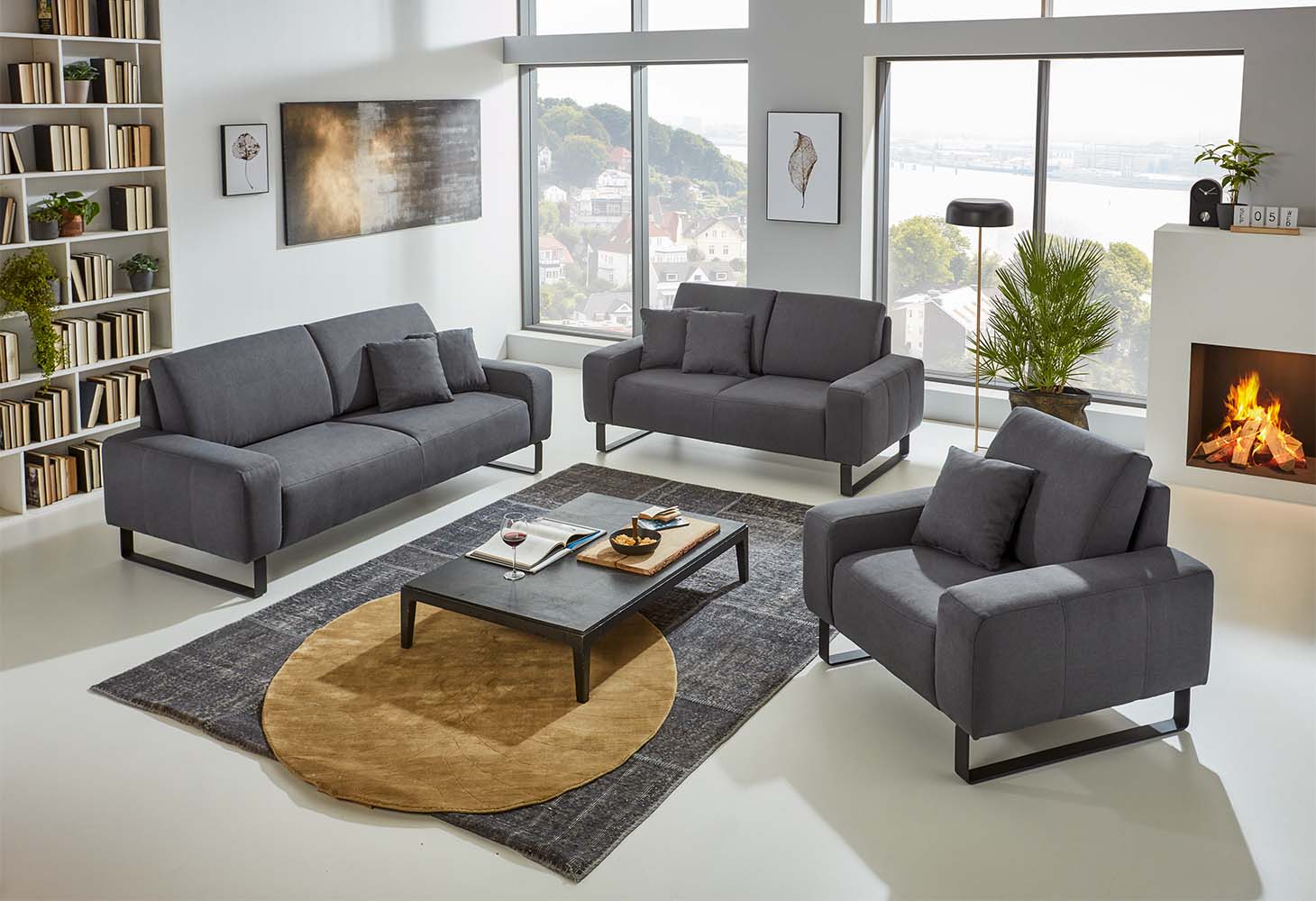 Möbel-Schau Sofa Garnitur Anthrazit