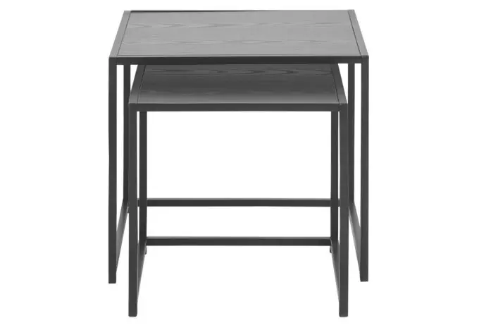 Möbel-Schau Beistelltisch Metall schwarz lackiert, Esche schwarz Nachbildung